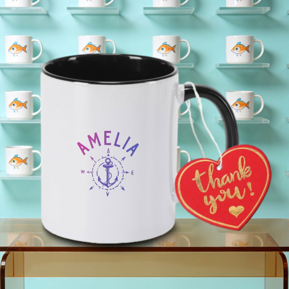 Tailorly Black Accent 11 oz Mug - Logo Lettering Design
