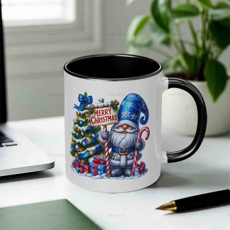 Tailorly Black Accent 11 oz Mug - santa claus and christmas