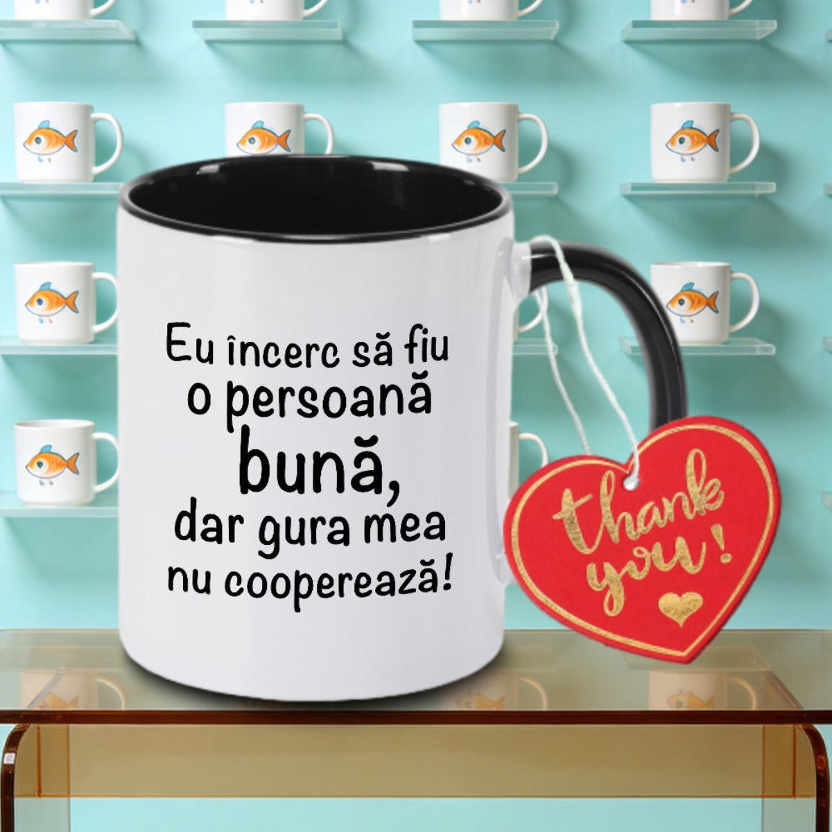 Tailorly Black Accent 11 oz Mug - I M Not Fat Logo