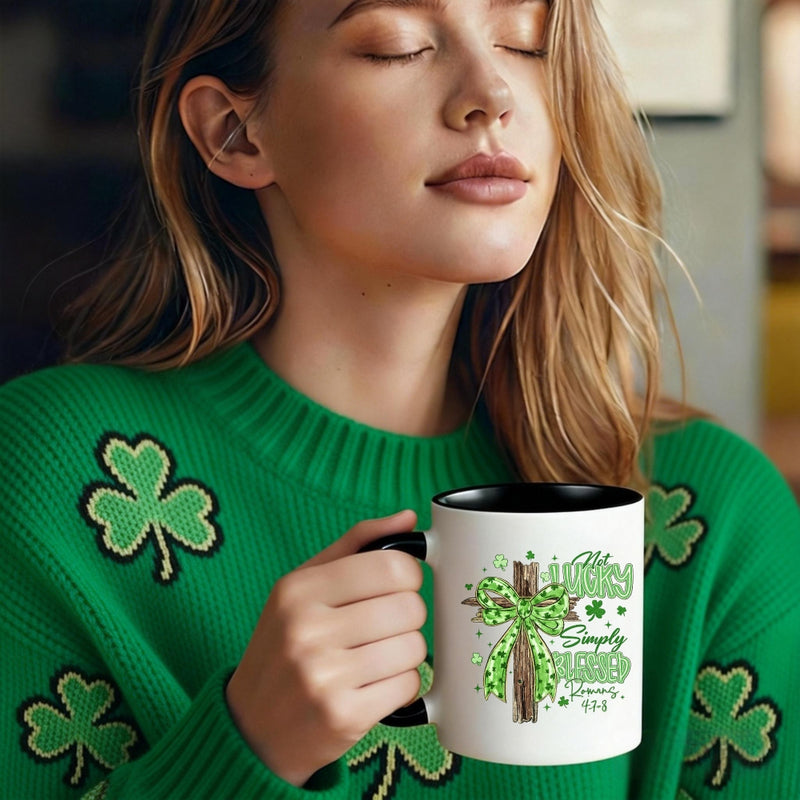 Tailorly Black Accent 11 oz Mug - clover design