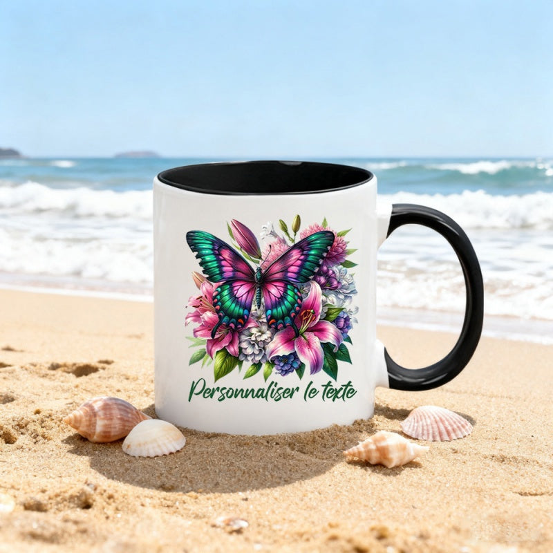 Tailorly Black Accent 11 oz Mug - coffee cup floral