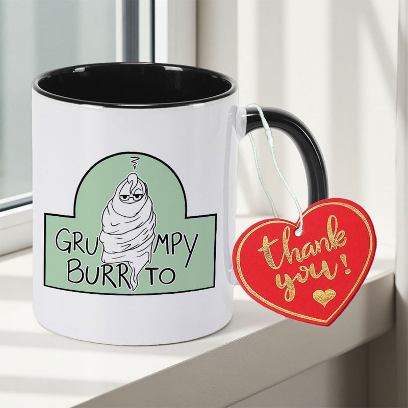 Tailorly Black Accent 11 oz Mug - Humorous Burrito Design