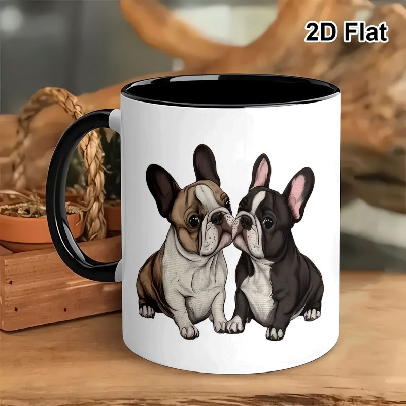 Tailorly Black Accent 11 oz Mug - valentines day french bulldog couple graphic