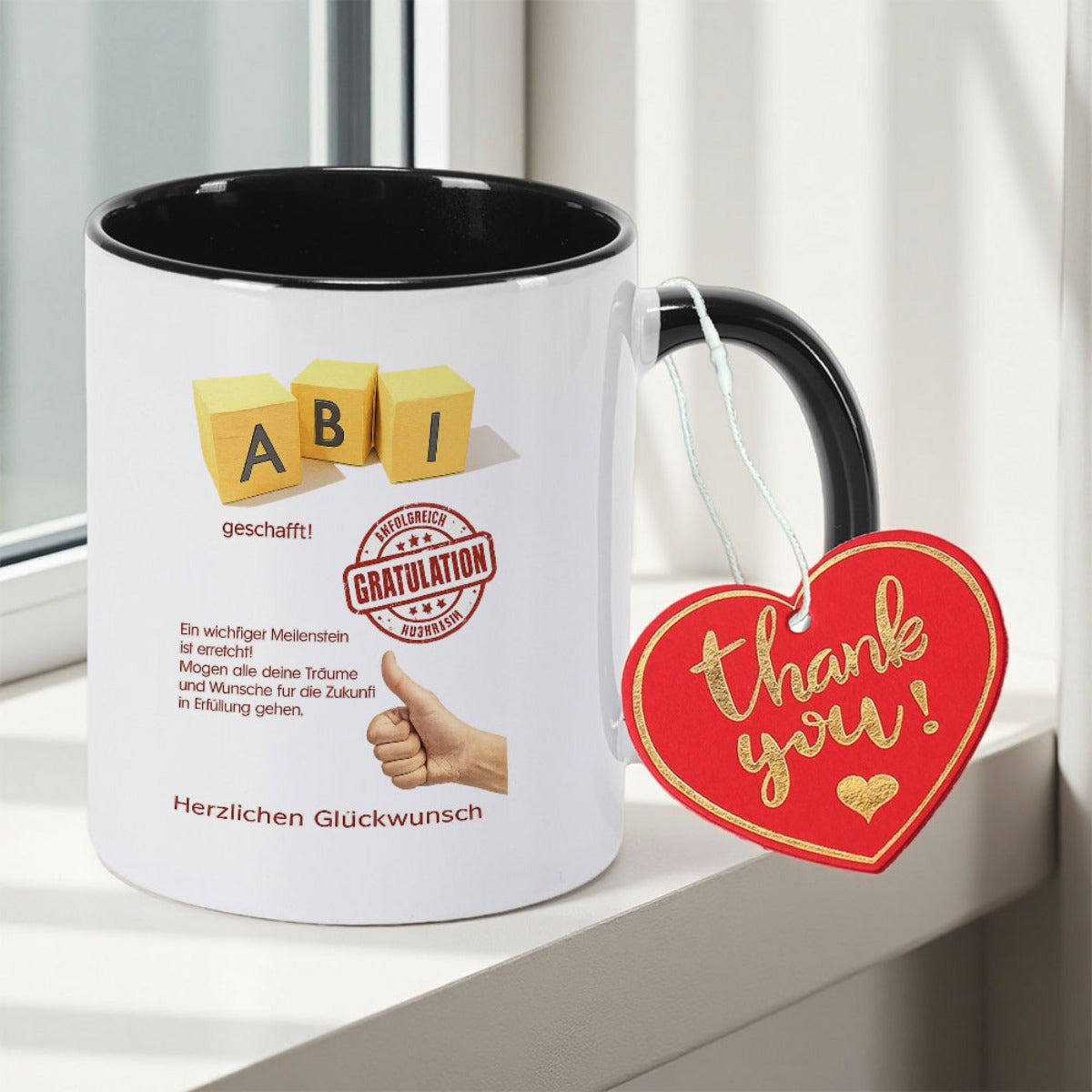 Tailorly Black Accent 11 oz Mug - Congratulations on Your Anniversary