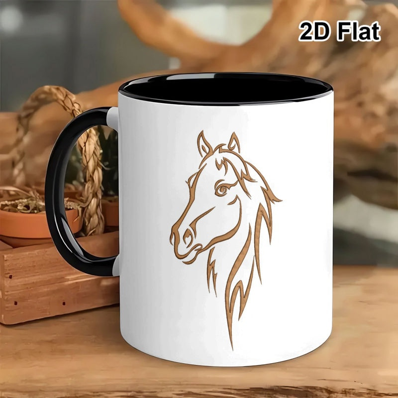 Tailorly Black Accent 11 oz Mug - horse head pattern
