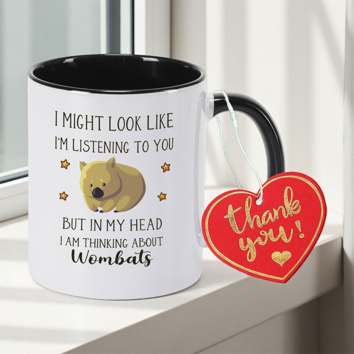 Tailorly Black Accent 11 oz Mug - Cute Koala