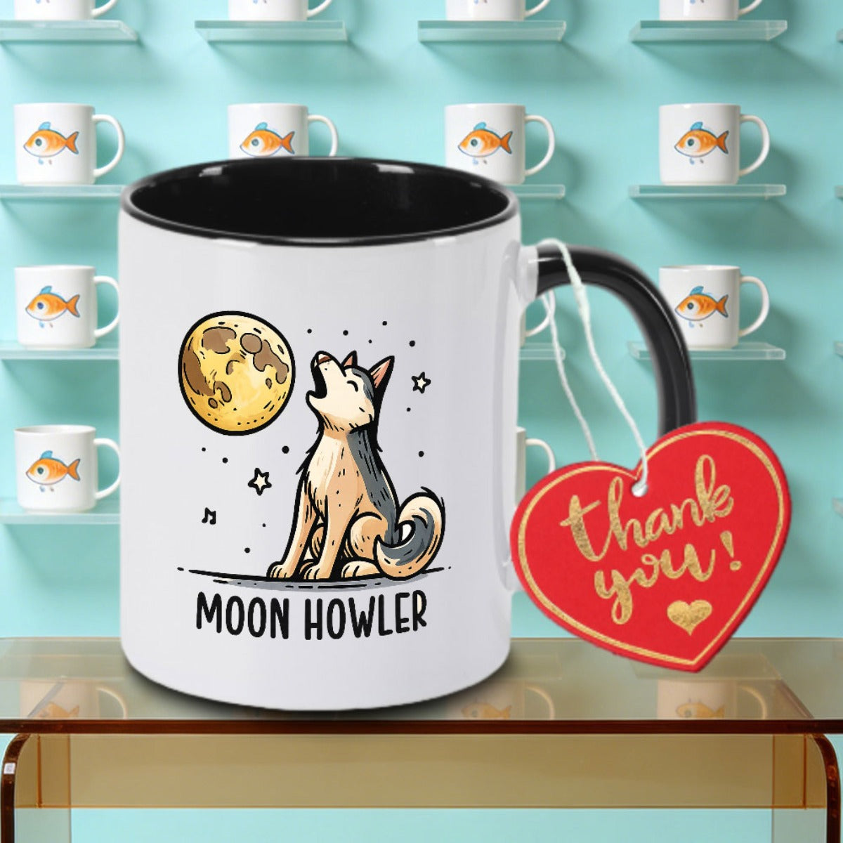 Tailorly Black Accent 11 oz Mug - A Single And Moon Logo