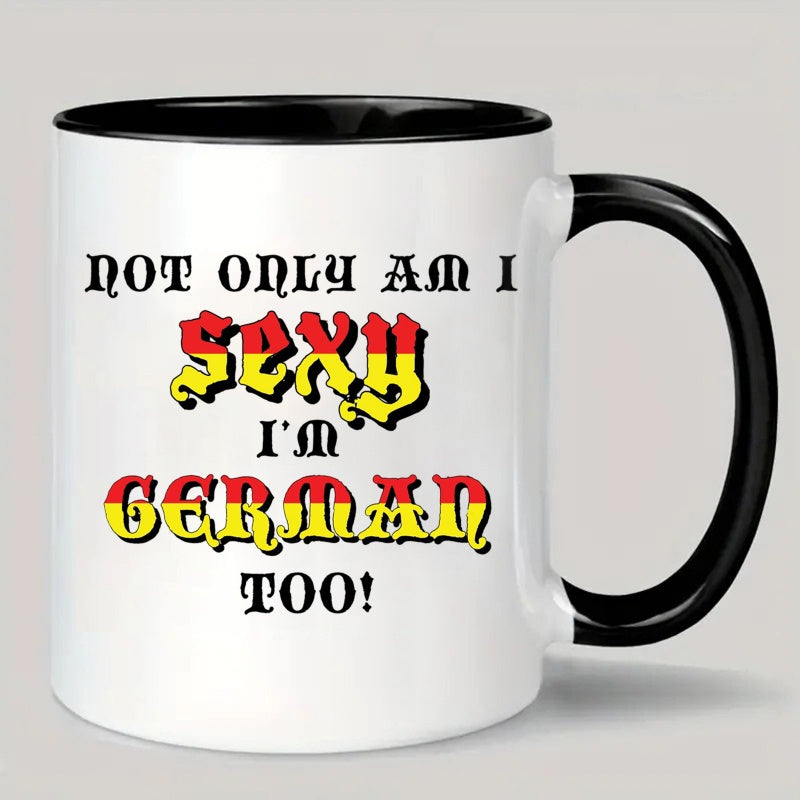 Tailorly Black Accent 11 oz Mug - yellow and red lettering "german pride"