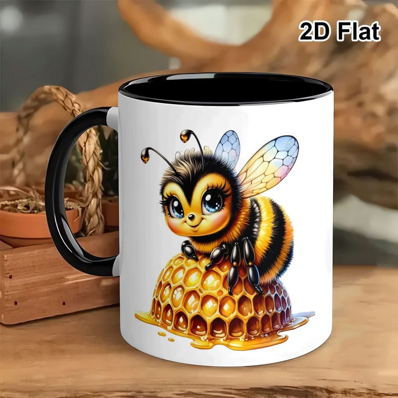 Tailorly Black Accent 11 oz Mug - cute bee honeycomb