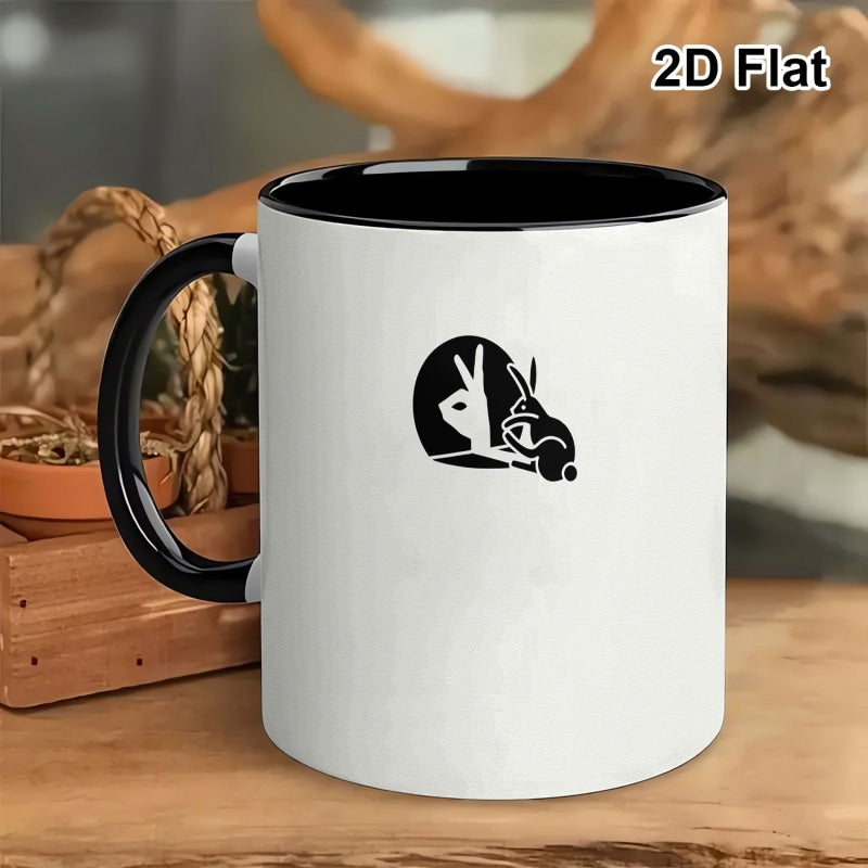 Tailorly Black Accent 11 oz Mug - shadow rabbit graphic