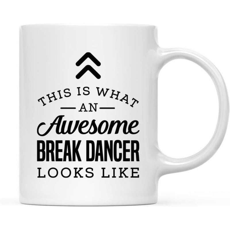 Tailorly White Ceramic 11 oz Mug - This Is What An Awesome Break Dancer Looks Like Simple Geometric Chevrons Centered On A Minimalist Mug