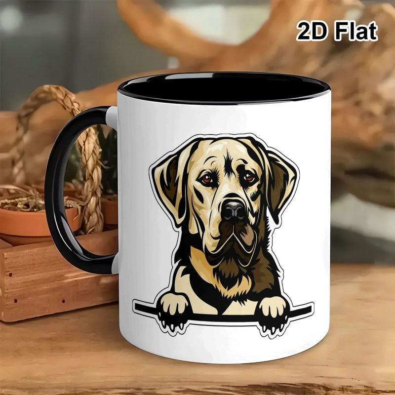 Tailorly Black Accent 11 oz Mug - peeking labrador dog
