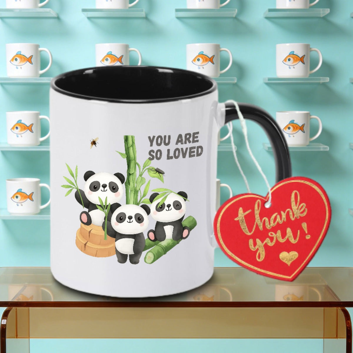 Tailorly Black Accent 11 oz Mug - Panda-themed