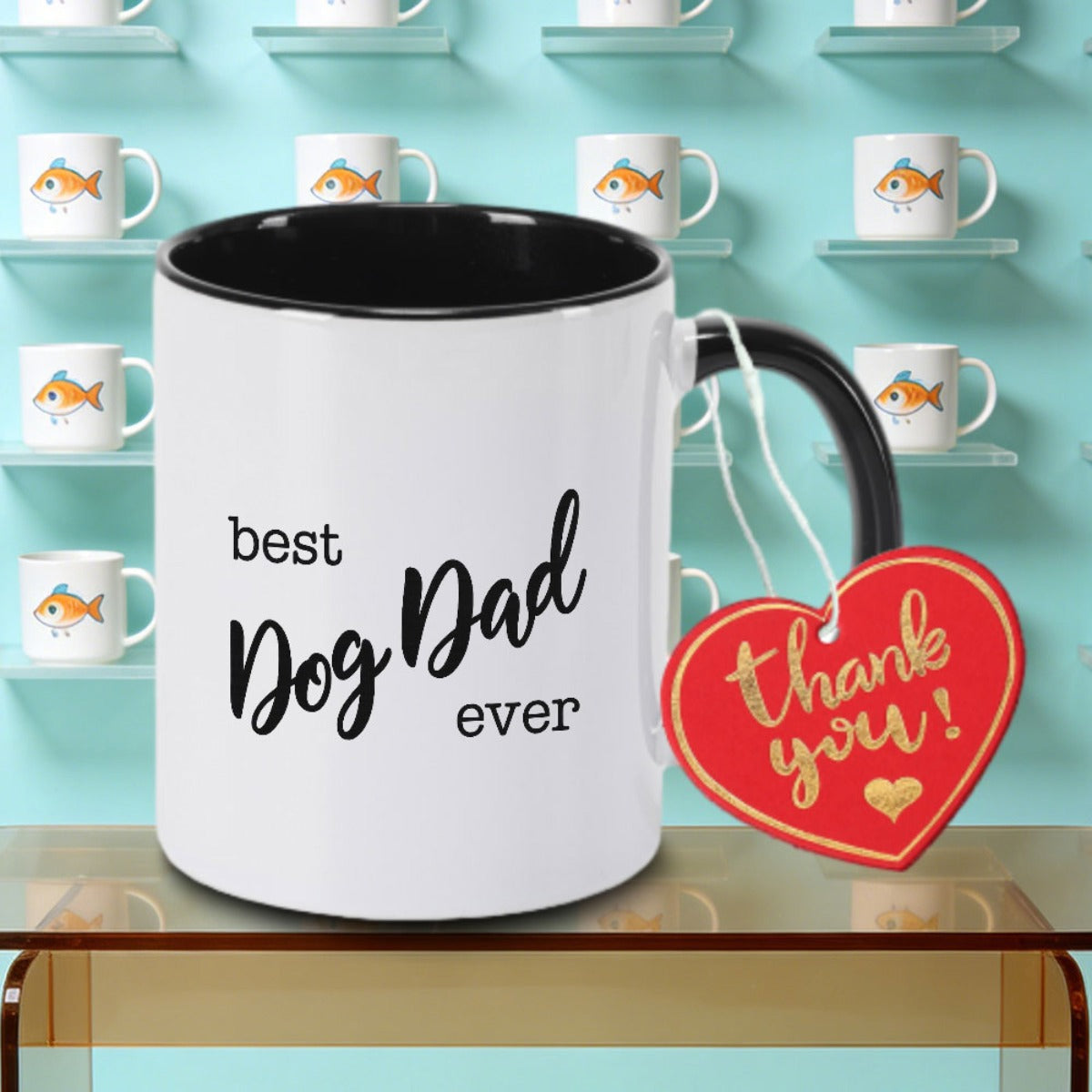 Tailorly Black Accent 11 oz Mug - Best Dog Dad Ever Logo