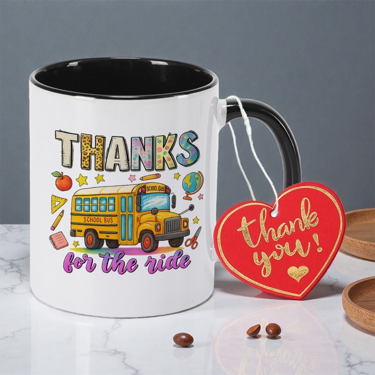 Tailorly Black Accent 11 oz Mug - teaching bus design