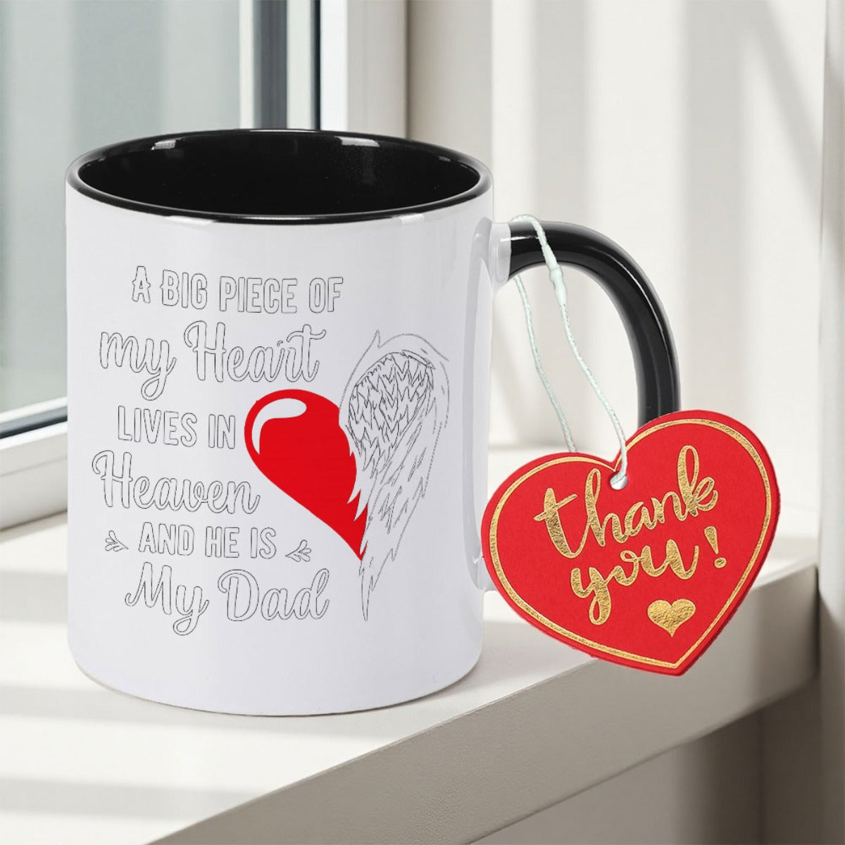 Tailorly Black Accent 11 oz Mug - Heart-Shaped Printed