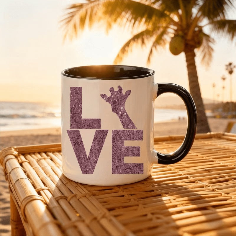 Tailorly Black Accent 11 oz Mug - letters l v and a handprint