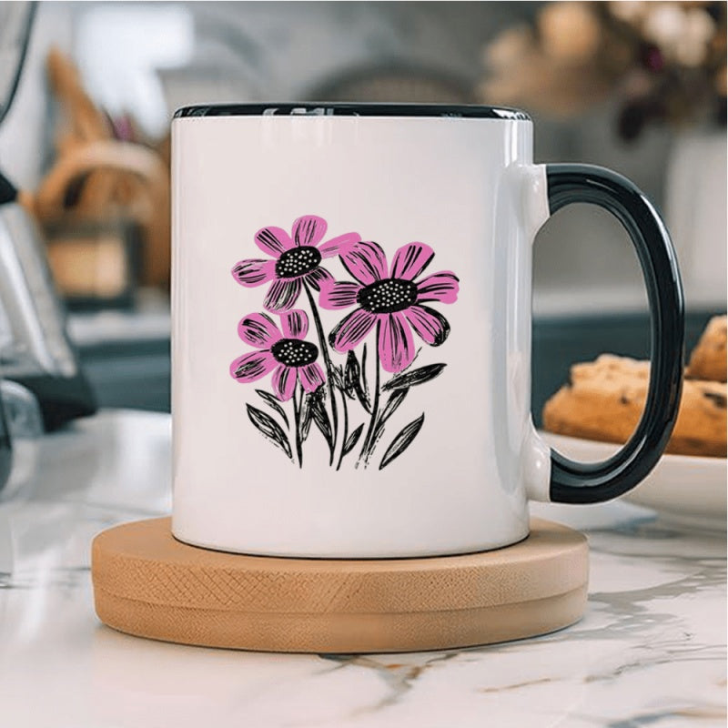 Tailorly Black Accent 11 oz Mug - ounce ceramic coffee mug with a and black stem double sided printing microwave and dishwasher safe reusable