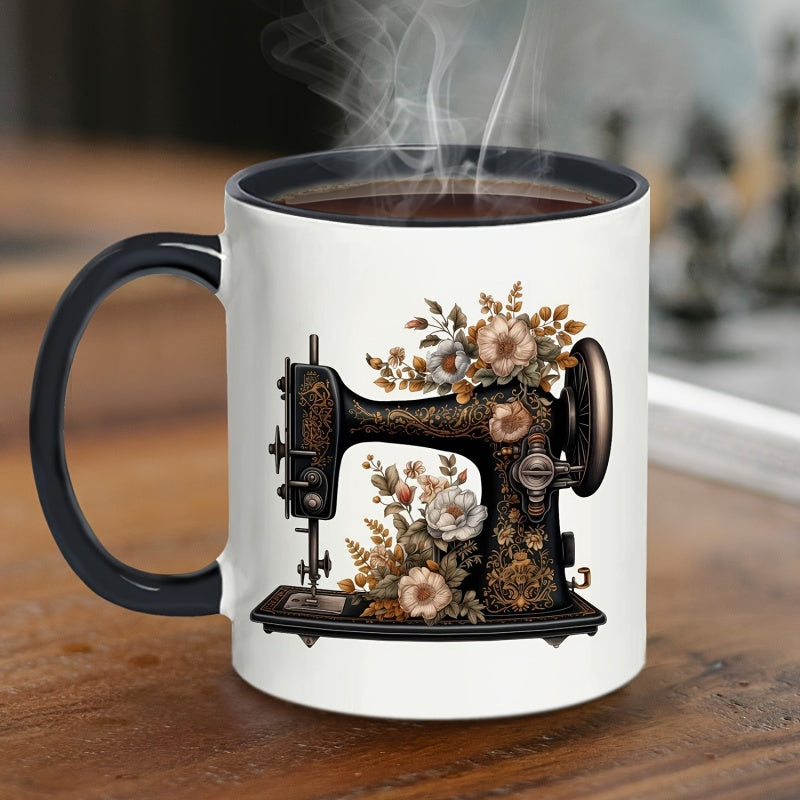 Tailorly Black Accent 11 oz Mug - vibrant floral pattern