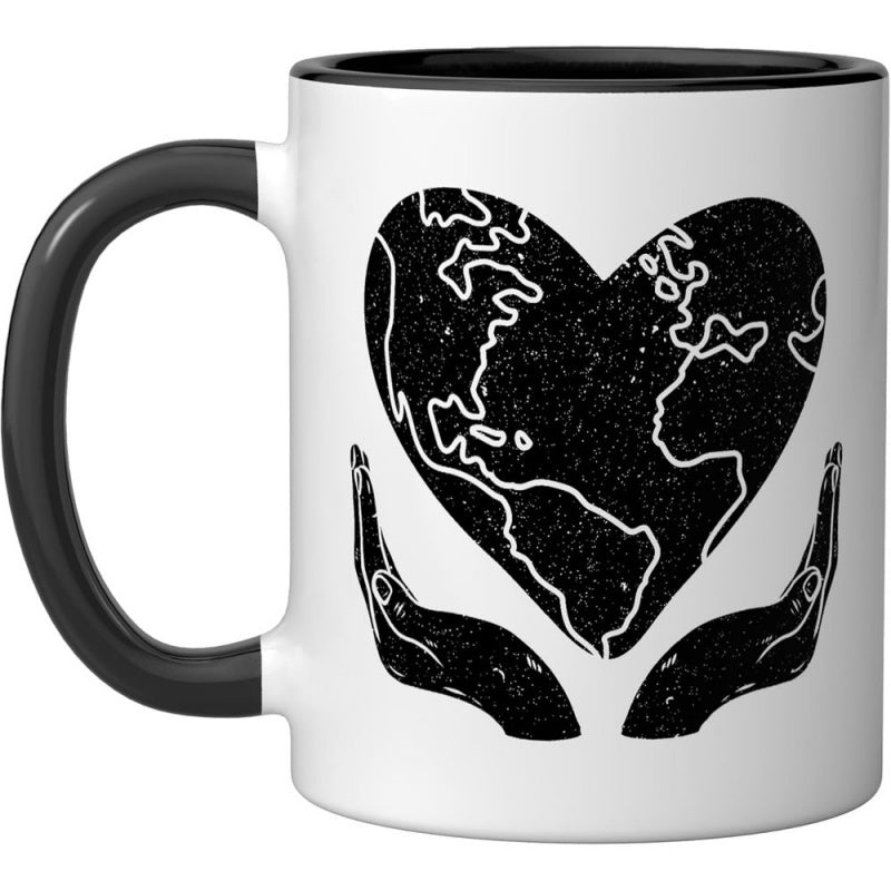 Tailorly Black Accent 11 oz Mug - promoting kindness and opposing hate for day of peace