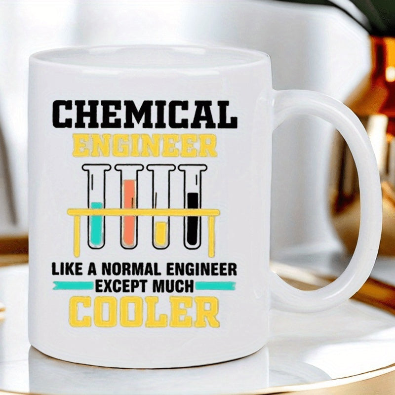 Tailorly White Ceramic 11 oz Mug - Chemical Engineer Like A Normal Engineer Except Much Cooler Four Colorful Test Tubes Standing Inside A Simple Laboratory Rack