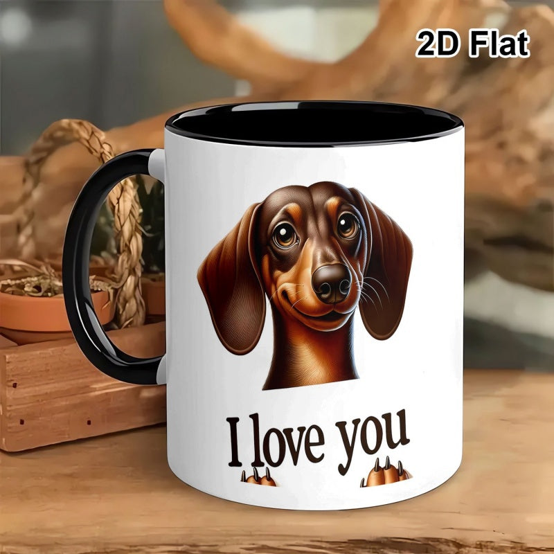 Tailorly Black Accent 11 oz Mug - a dachshund with "i love you" text