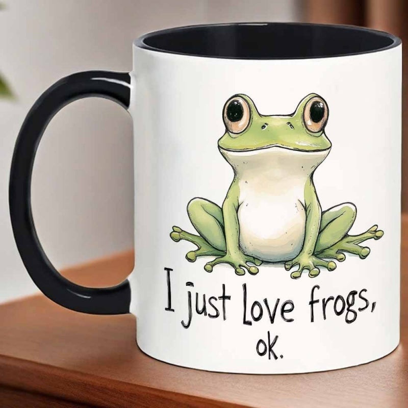Tailorly Black Accent 11 oz Mug - frogs okay text