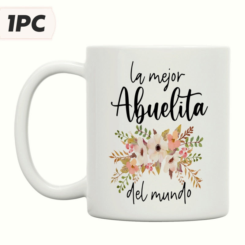 Tailorly White Ceramic 11 oz Mug - Soft Watercolor Blossoms With Delicate Green Leaves Under Warm Sunlight Flower