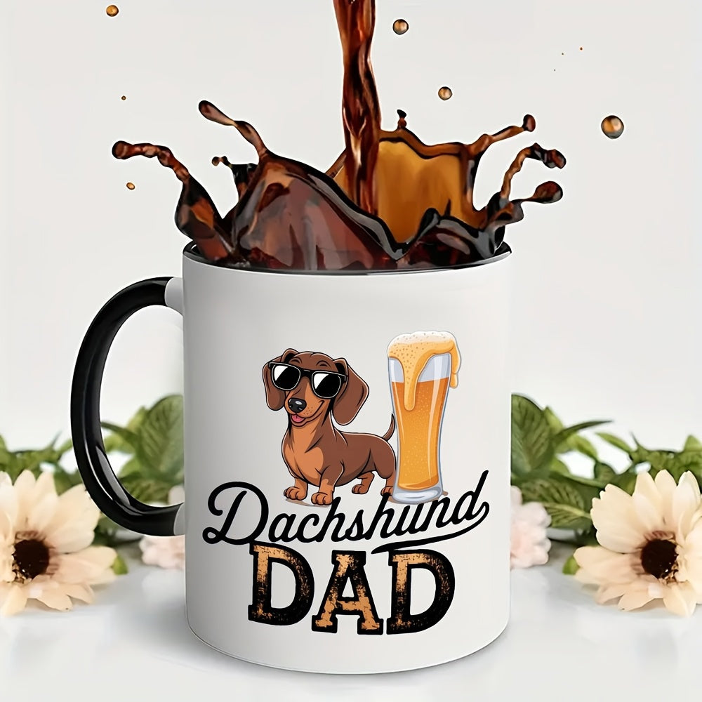 Tailorly Black Accent 11 oz Mug - dachshund illustration