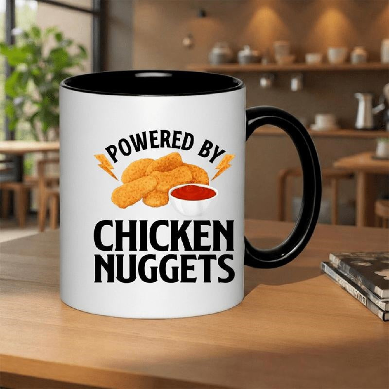 Tailorly Black Accent 11 oz Mug - chicken piece and tomato sauce lightning