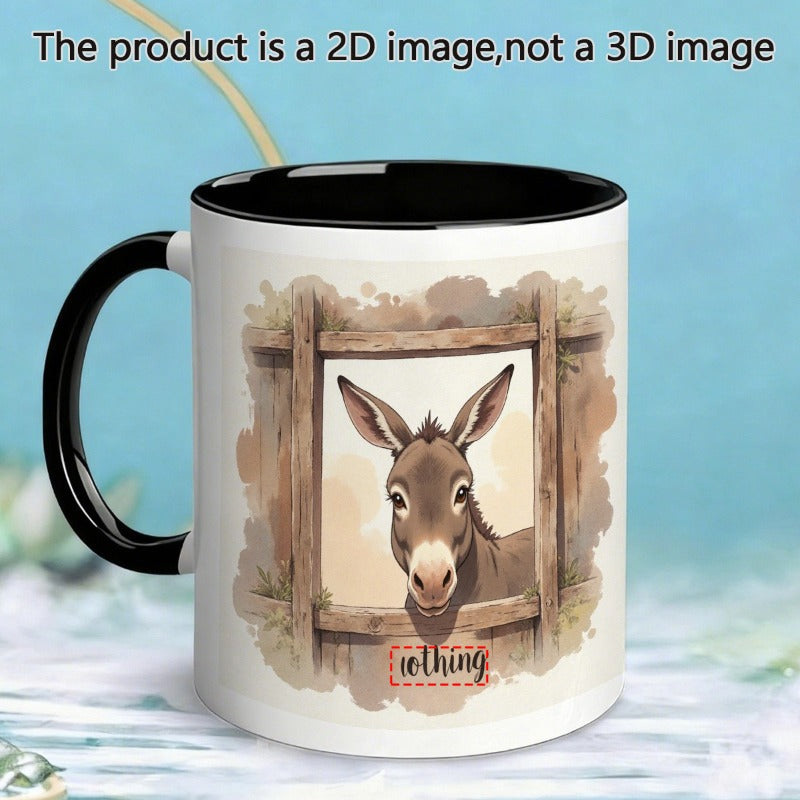 Tailorly Black Accent 11 oz Mug - name text， cute mule