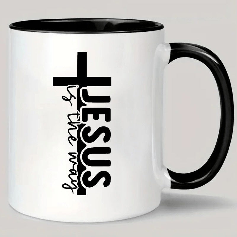 Tailorly Black Accent 11 oz Mug - jesus illustration