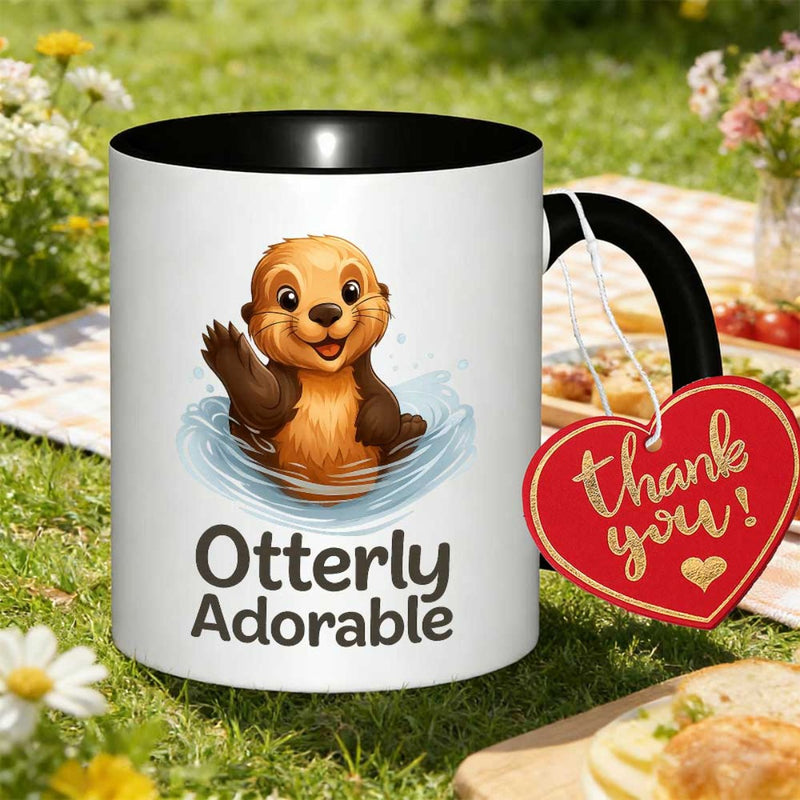 Tailorly Black Accent 11 oz Mug - adorable otter