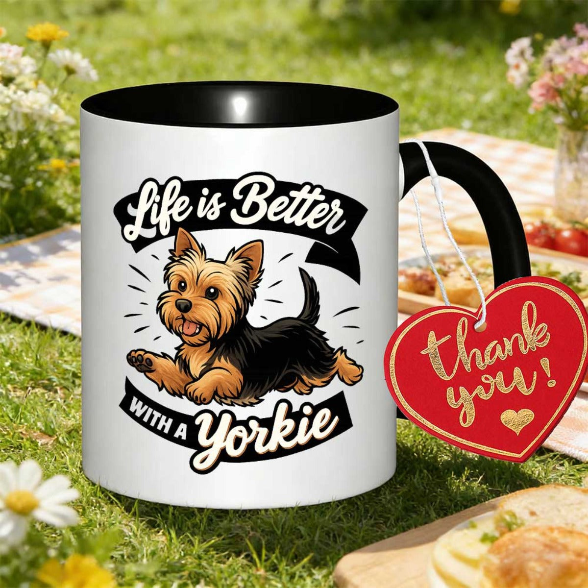 Tailorly Black Accent 11 oz Mug - a yorkie