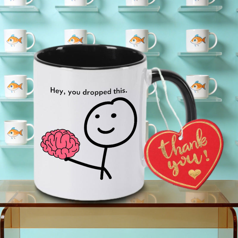 Tailorly Black Accent 11 oz Mug - Brain-themed design