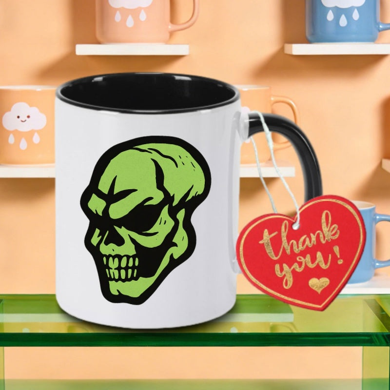 Tailorly Black Accent 11 oz Mug - skull graphic and logo