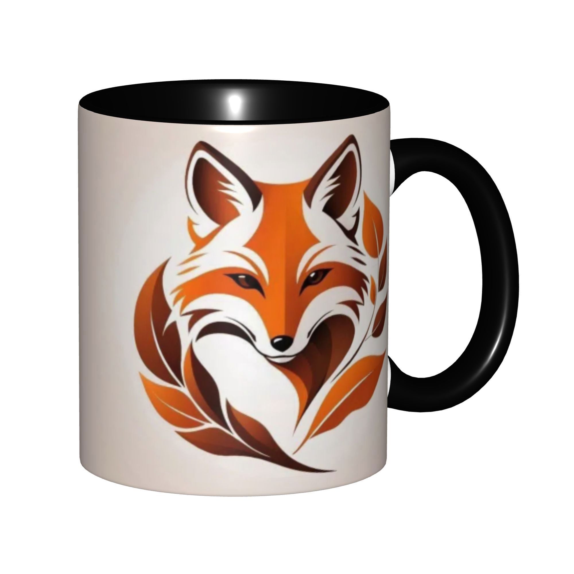 Tailorly Black Accent 11 oz Mug - autumn fox leaf