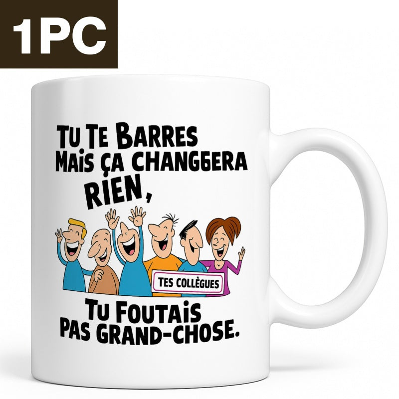 Tailorly White Ceramic 11 oz Mug - Cheerful Cartoon Group Of Coworkers Waving With Friendly Smiles Characters