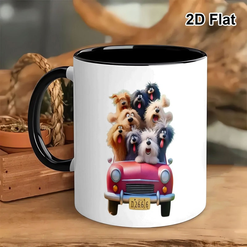 Tailorly Black Accent 11 oz Mug - funny dogs in 11oz porcelain cup black and for tea and hot chocolate novelty valentines day gift for