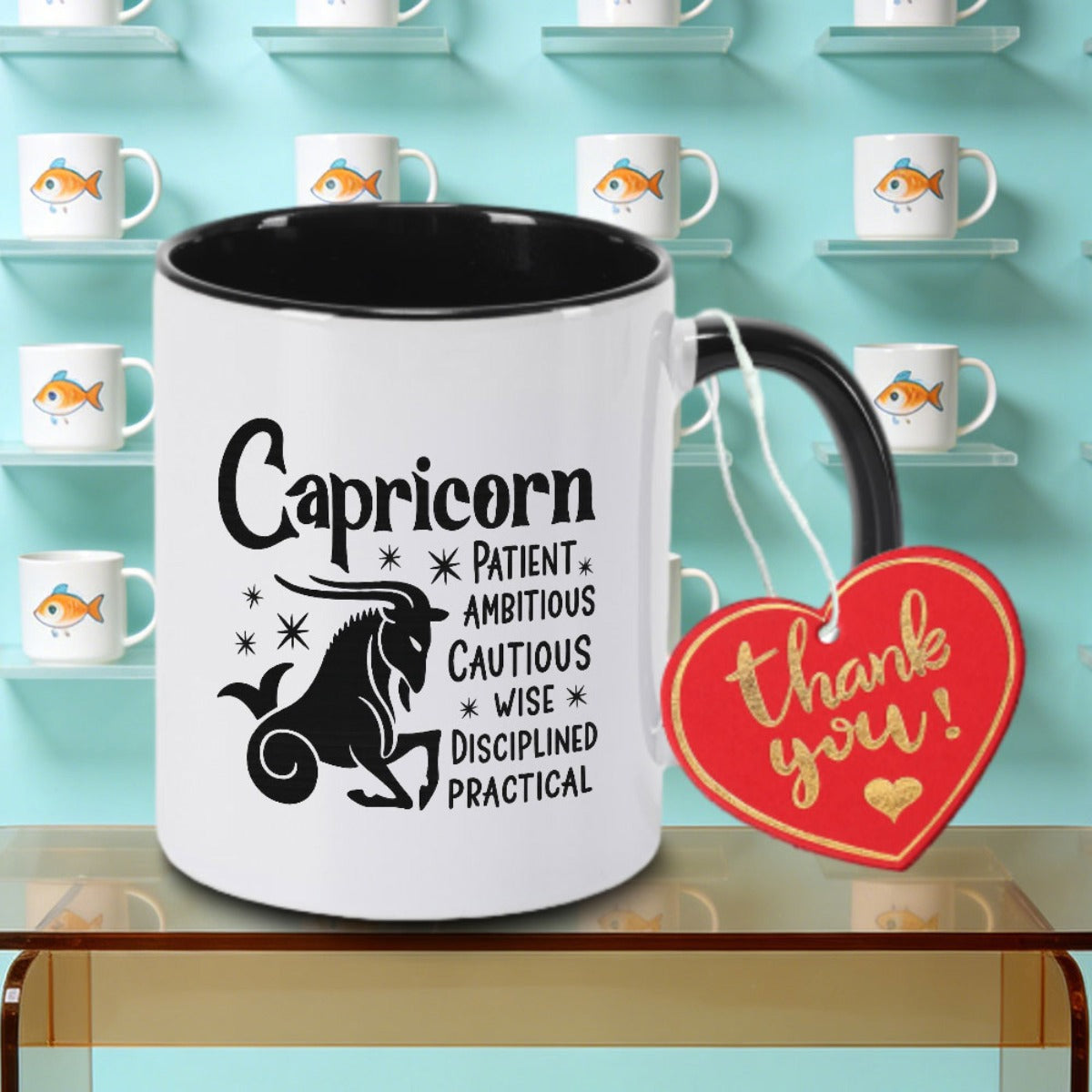 Tailorly Black Accent 11 oz Mug - Funny Zodiac Logo