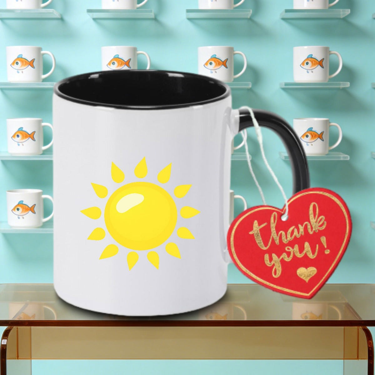 Tailorly Black Accent 11 oz Mug - Solid Color Ca Print Logo