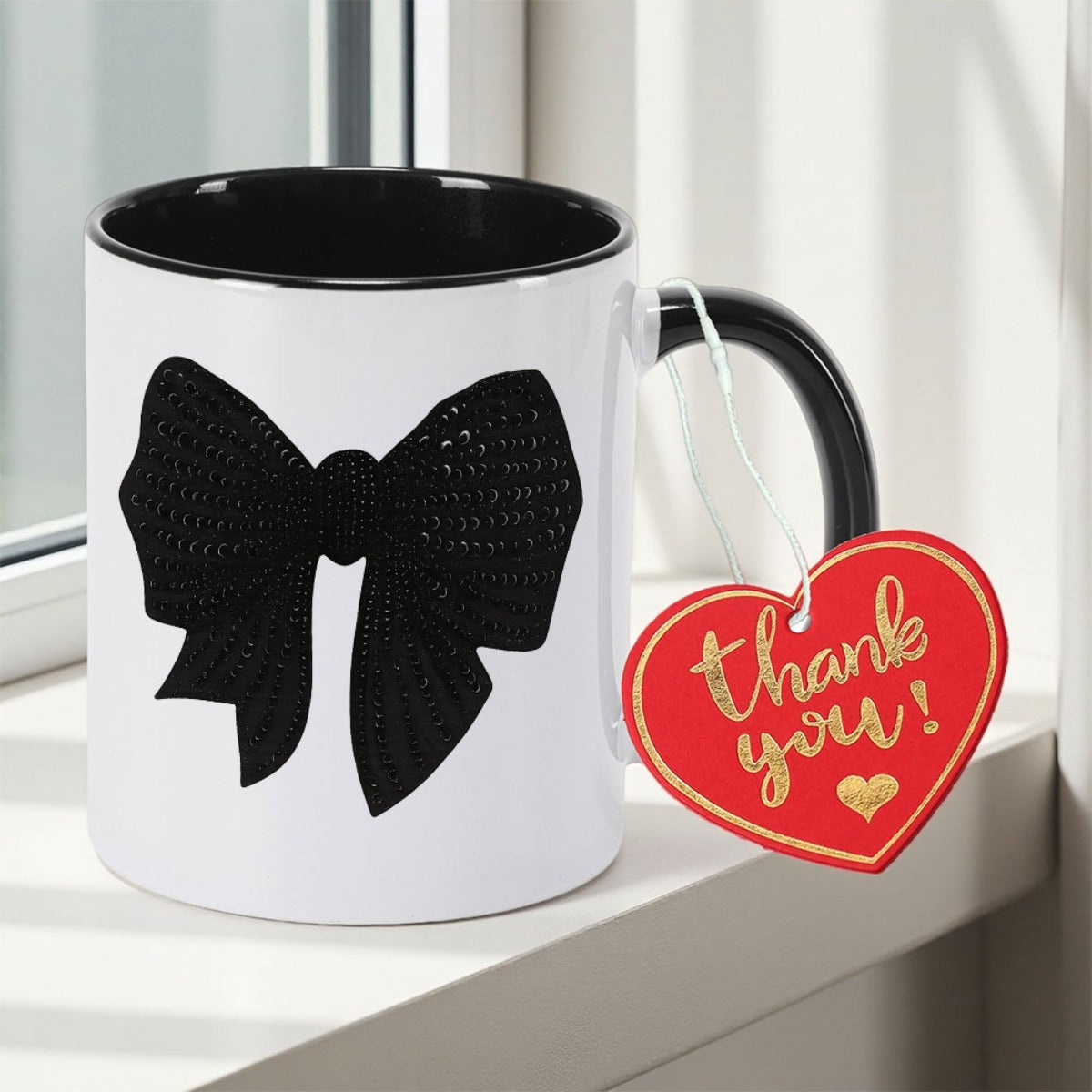 Tailorly Black Accent 11 oz Mug - elegant floral print