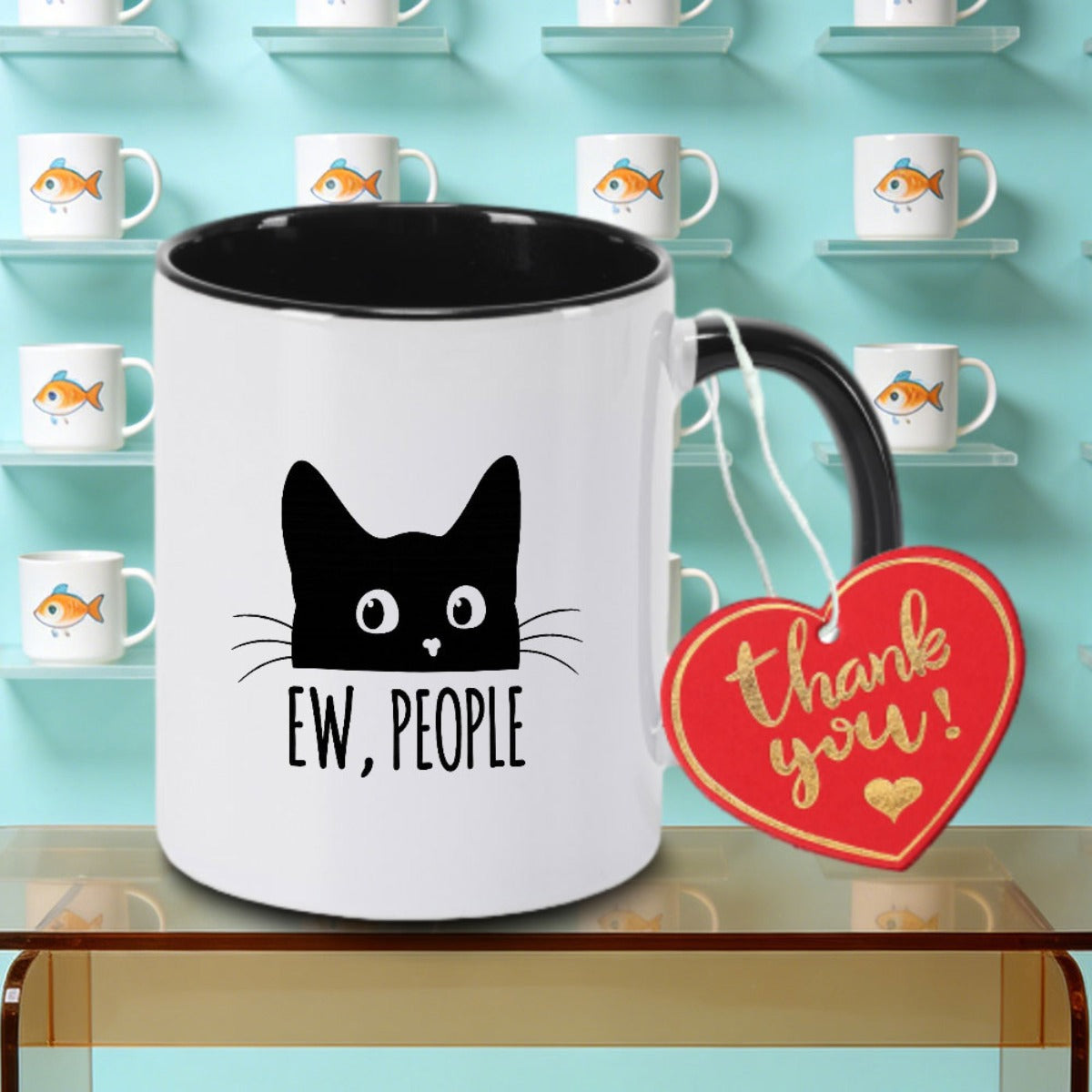 Tailorly Black Accent 11 oz Mug - EwPeople Cat Logo