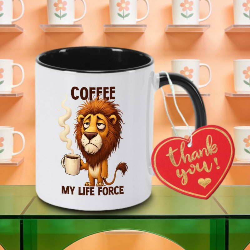 Tailorly Black Accent 11 oz Mug - lion themed with my logo
