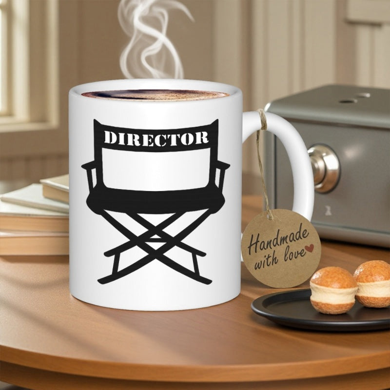 Tailorly White Ceramic 11 oz Mug - Director Classic Black Folding Film Set Movie Scene Silhouette Professional Chair