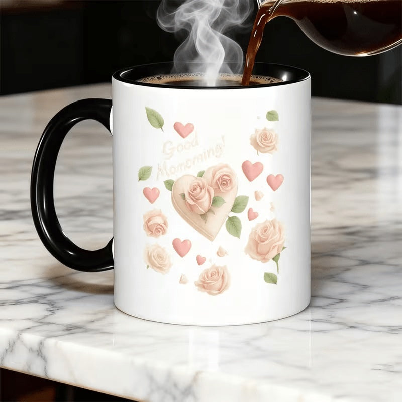 Tailorly Black Accent 11 oz Mug - floral patterns