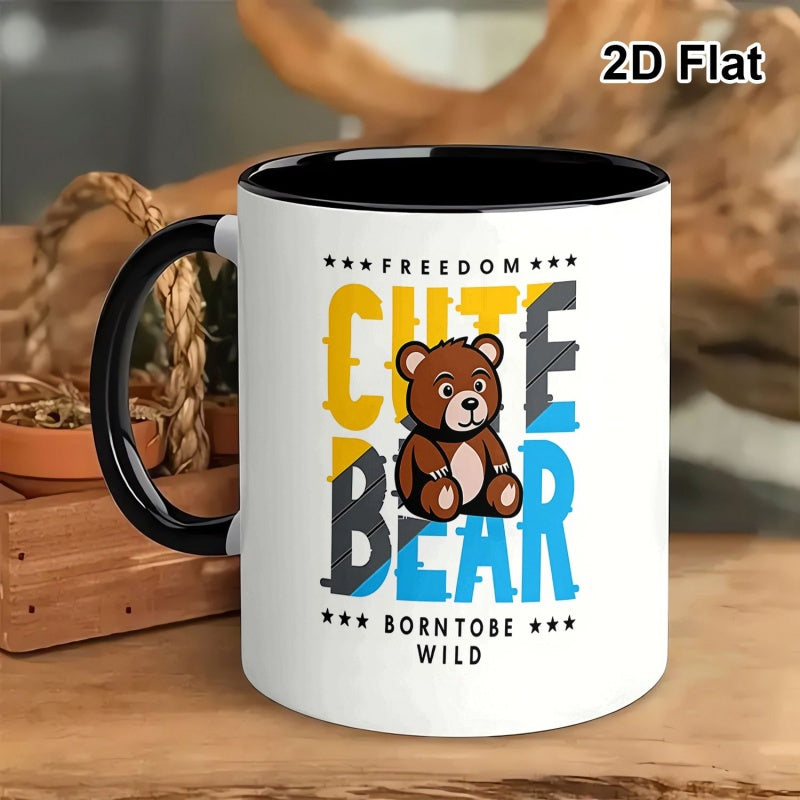Tailorly Black Accent 11 oz Mug - cute bear graphic print