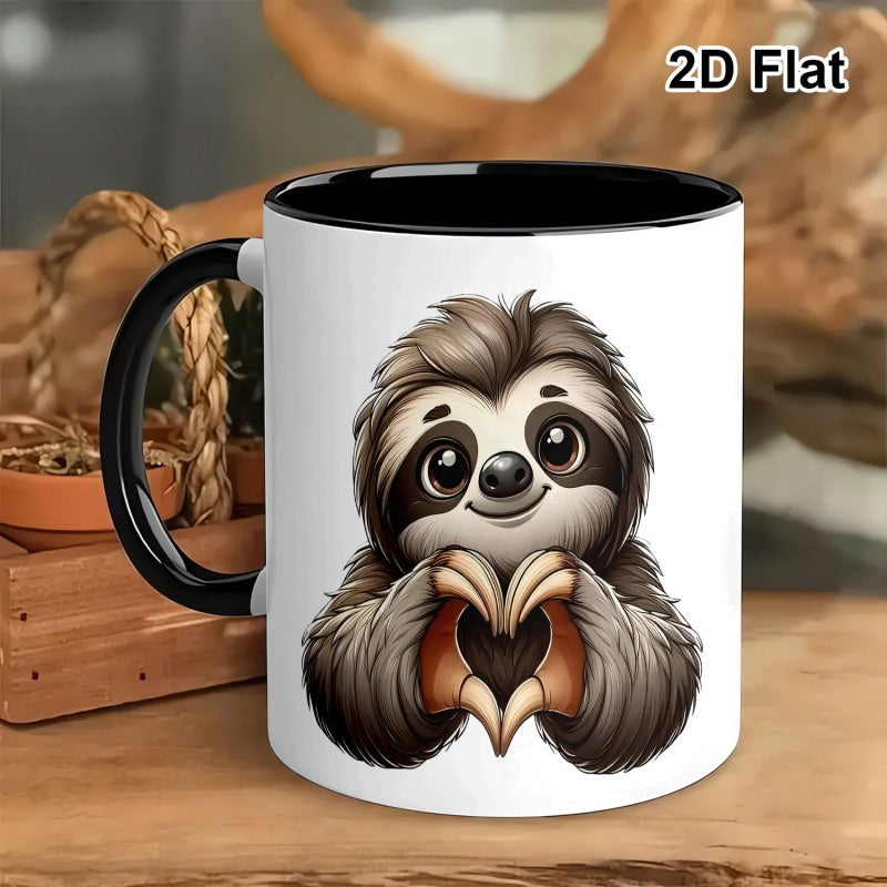 Tailorly Black Accent 11 oz Mug - sloth heart hands