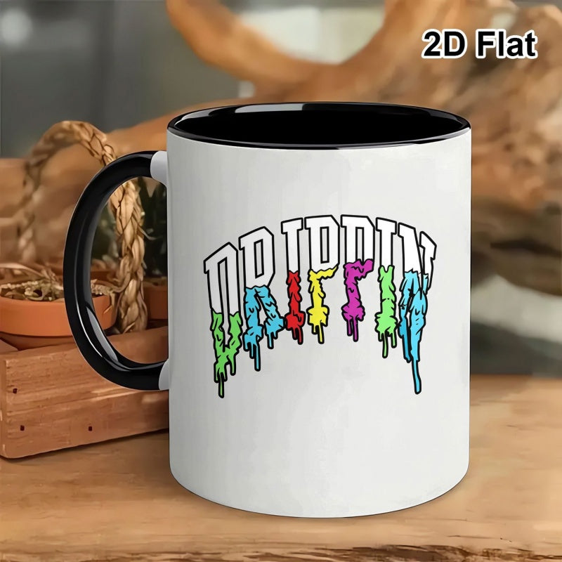 Tailorly Black Accent 11 oz Mug - black and vibrant graffiti letters