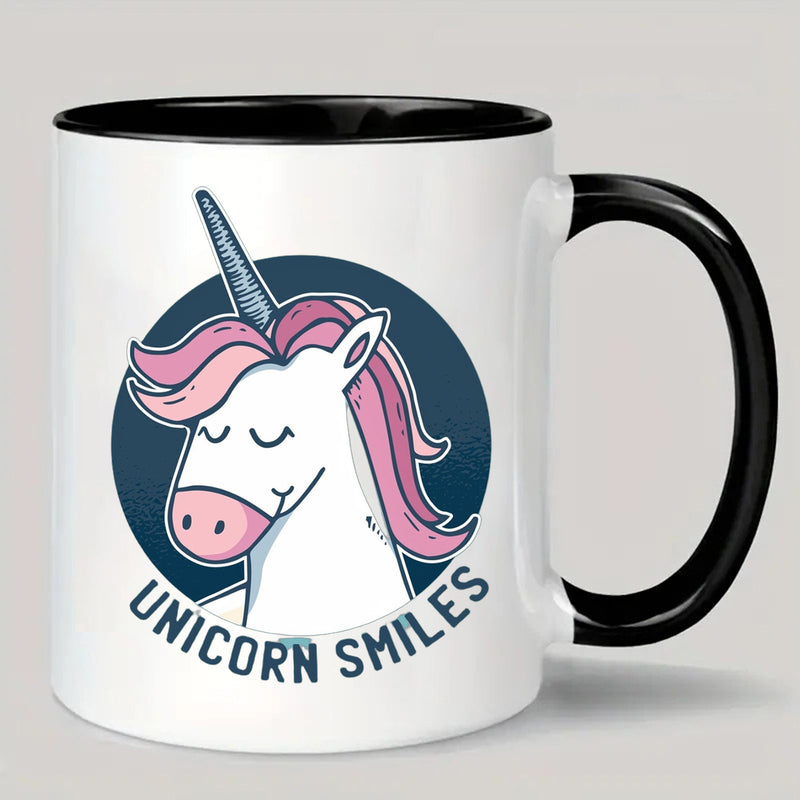 Tailorly Black Accent 11 oz Mug - unicorn face